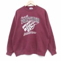 L★古着 リー Lee 長袖 スウェット メンズ 90年代 90s バスケットボール クルーネック USA製 エンジ 26feb05