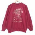 XL★古着 長袖 スウェット メンズ 90年代 90s 天使 ラグラン クルーネック USA製 エンジ 26feb05