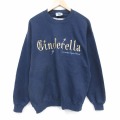 XL★古着 リー Lee 長袖 スウェット メンズ 00年代 00s シンデレラ 刺繍 クルーネック 紺 26feb10
