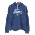XL★古着 ナイキ NIKE 長袖 スウェット パーカー メンズ NFL ダラスカウボーイズ 刺繍 大きいサイズ 紺 アメフト スーパーボウル 26feb10