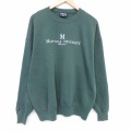 XL★古着 ジャンスポーツ 長袖 スウェット メンズ 90年代 90s MU 刺繍 大きいサイズ クルーネック USA製 緑 26feb10