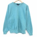 L★古着 ランズエンド 長袖 スウェット メンズ 90年代 90s 無地 クルーネック USA製 青緑 26feb14