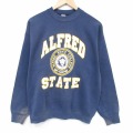 L★古着 フルーツオブザルーム 長袖 スウェット メンズ 90年代 90s ALFRED カレッジ クルーネック USA製 紺 26feb14