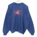 XL★古着 ヘインズ 長袖 スウェット メンズ 00年代 00s サンフランシスコ 刺繍 大きいサイズ クルーネック 紺 26feb14