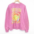 XL★古着 長袖 ロック バンド スウェット メンズ ニルバーナ ニルヴァーナ クルーネック ピンク【spe】 26feb14