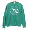 M★古着 長袖 スウェット メンズ 90年代 90s クローバー 犬 クルーネック USA製 緑 26feb17