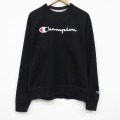 M★古着 チャンピオン champion 長袖 スウェット メンズ ビッグロゴ クルーネック 黒 26feb17
