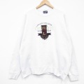 XL★古着 ジャンスポーツ 長袖 スウェット メンズ 90年代 90s LOGAN 刺繍 大きいサイズ クルーネック USA製 白 26feb19