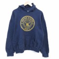 XL★古着 長袖 スウェット パーカー メンズ 90年代 90s ミリタリー USネイビー リフレクターUSA製 紺 26feb20