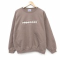 XL★古着 ヘインズ 長袖 スウェット メンズ 00年代 00s 柵 クルーネック ベージュ 26feb20