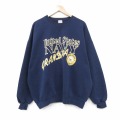XL★古着 長袖 スウェット メンズ 90年代 90s ミリタリー USネイビー 大きいサイズ クルーネック USA製 紺 26feb20