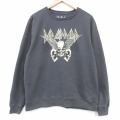 L★古着 長袖 ロック バンド スウェット メンズ デフレパード クルーネック 濃グレー【spe】 26feb24