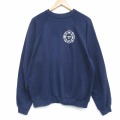 L★古着 TULTEX 長袖 スウェット メンズ 90年代 90s 消防署 ラグラン クルーネック USA製 紺 26feb24