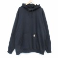 XL★古着 カーハート 長袖 スウェット パーカー メンズ 大きいサイズ ロング丈 黒【spe】 26feb24