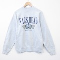 L★古着 フルーツオブザルーム 長袖 スウェット メンズ 90年代 90s NAGS クルーネック USA製 薄グレー 霜降り 26feb21