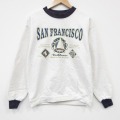 M★古着 長袖 スウェット メンズ 90年代 90s サンフランシスコ コットン クルーネック USA製 生成り他 26feb24