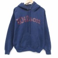 L★古着 ウィルソン 長袖 スウェット パーカー メンズ 00年代 00s ビッグロゴ 薄紺 26feb24