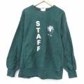 XL★古着 リー Lee 長袖 スウェット メンズ 90年代 90s STAFF クルーネック USA製 緑 26feb24