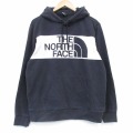 XL★古着 ノースフェイス 長袖 スウェット パーカー メンズ ビッグロゴ ブラック 26jun18