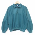 XL★古着 長袖 ハーフジップ スウェット メンズ 80年代 80s 襟付き ライトブルー 26jun18