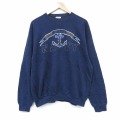 L★古着 長袖 スウェット メンズ 90年代 90s ミリタリー ネイビー NAVY クルーネック USA製 紺 26feb27