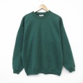 L★古着 ヘインズ 長袖 スウェット メンズ 90年代 90s 無地 クルーネック 緑 26feb27