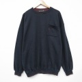 XL★古着 長袖 スウェット メンズ 90年代 90s ワンポイントロゴ 大きいサイズ クルーネック 黒 26feb27