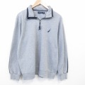 XL★古着 ノーティカ 長袖 ブランド ハーフジップ スウェット メンズ ワンポイントロゴ グレー 霜降り 26feb27