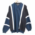 XL★古着 長袖 スウェット メンズ 90年代 90s マルチカラー ヘンリーネック 濃緑他【spe】 26feb27