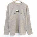 XL★古着 長袖 トップス メンズ 90年代 90s WILDWOOD 刺繍 クルーネック USA製 薄茶 霜降り 26feb27
