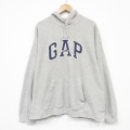 XL★古着 ギャップ GAP 長袖 スウェット パーカー メンズ 00年代 00s ビッグロゴ 大きいサイズ グレー 霜降り 26feb28