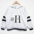 L★古着 長袖 ハーフジップ スウェット メンズ 90年代 90s HH コットン USA製 グレー 霜降り 26jun18