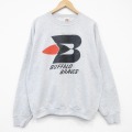 XL★古着 フルーツオブザルーム 長袖 スウェット メンズ 00年代 00s バッファローブレーブス 大きいサイズ クルーネック グレー 霜降り 26jun18