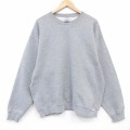 XL★古着 ラッセル 長袖 スウェット メンズ 00年代 00s 無地 クルーネック グレー 霜降り 26jun18