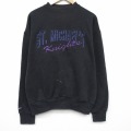 XL★古着 ジャンスポーツ 長袖 スウェット メンズ 90年代 90s ナイト 刺繍 クルーネック USA製 黒 26mar03