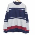 XL★古着 IZOD 長袖 スウェット メンズ 90年代 90s ワンポイントロゴ マルチカラー クルーネック 薄グレー他 26mar03