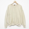 XL★古着 ラッセル 長袖 スウェット メンズ 00年代 00s 無地 クルーネック ベージュ 26mar05