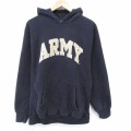 L★古着 STEVE&BARRYS 長袖 スウェット パーカー メンズ ミリタリー アーミー ARMY 刺繍 黒 26mar02