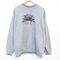 XL★古着 長袖 スウェット メンズ ブラックバス 刺繍 クルーネック グレー 霜降り 26mar02