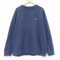 XL★古着 ナイキ NIKE 長袖 スウェット メンズ 00年代 00s ワンポイントロゴ 大きいサイズ クルーネック 紺 26mar04