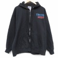 XL★古着 ヘインズ 長袖 フルジップ スウェット パーカー メンズ トランプ 大きいサイズ 黒 26mar03