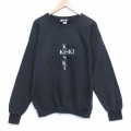 L★古着 リー Lee 長袖 スウェット メンズ 90年代 90s KISKI 刺繍 クルーネック USA製 黒 26mar07