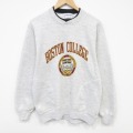 M★古着 長袖 スウェット メンズ 90年代 90s ボストン カレッジ クルーネック USA製 薄グレー 霜降り 26mar12