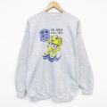 L★古着 長袖 スウェット メンズ 90年代 90s 魚 クルーネック グレー 霜降り 26mar12