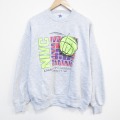 L★古着 ジャージーズ 長袖 スウェット メンズ 90年代 90s バレーボール クルーネック USA製 薄グレー 霜降り 26mar14