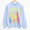 S★古着 長袖 ロック バンド スウェット メンズ ニルバーナ ニルヴァーナ クルーネック 薄水色 26mar14