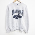L★古着 長袖 スウェット メンズ 90年代 90s MAHWAH クルーネック USA製 薄グレー 霜降り【spe】 26mar14