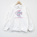 XL★古着 Crazy Shirts 長袖 スウェット メンズ 90年代 90s 魚 刺繍 大きいサイズ コットン 襟付き USA製 白 26apr01