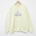 XL★古着 長袖 スウェット メンズ 90年代 90s OTSEGO 刺繍 大きいサイズ クルーネック USA製 薄黄 26apr01