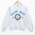 S★古着 ラッセル 長袖 スウェット メンズ 90年代 90s CAPE クルーネック USA製 薄グレー 霜降り 26mar17